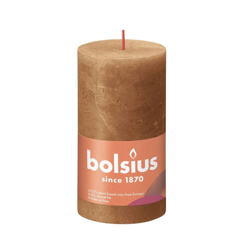 Bolsius Spice Brown Rustic Shine Pillar Candle 13cm x 7cm £5.52